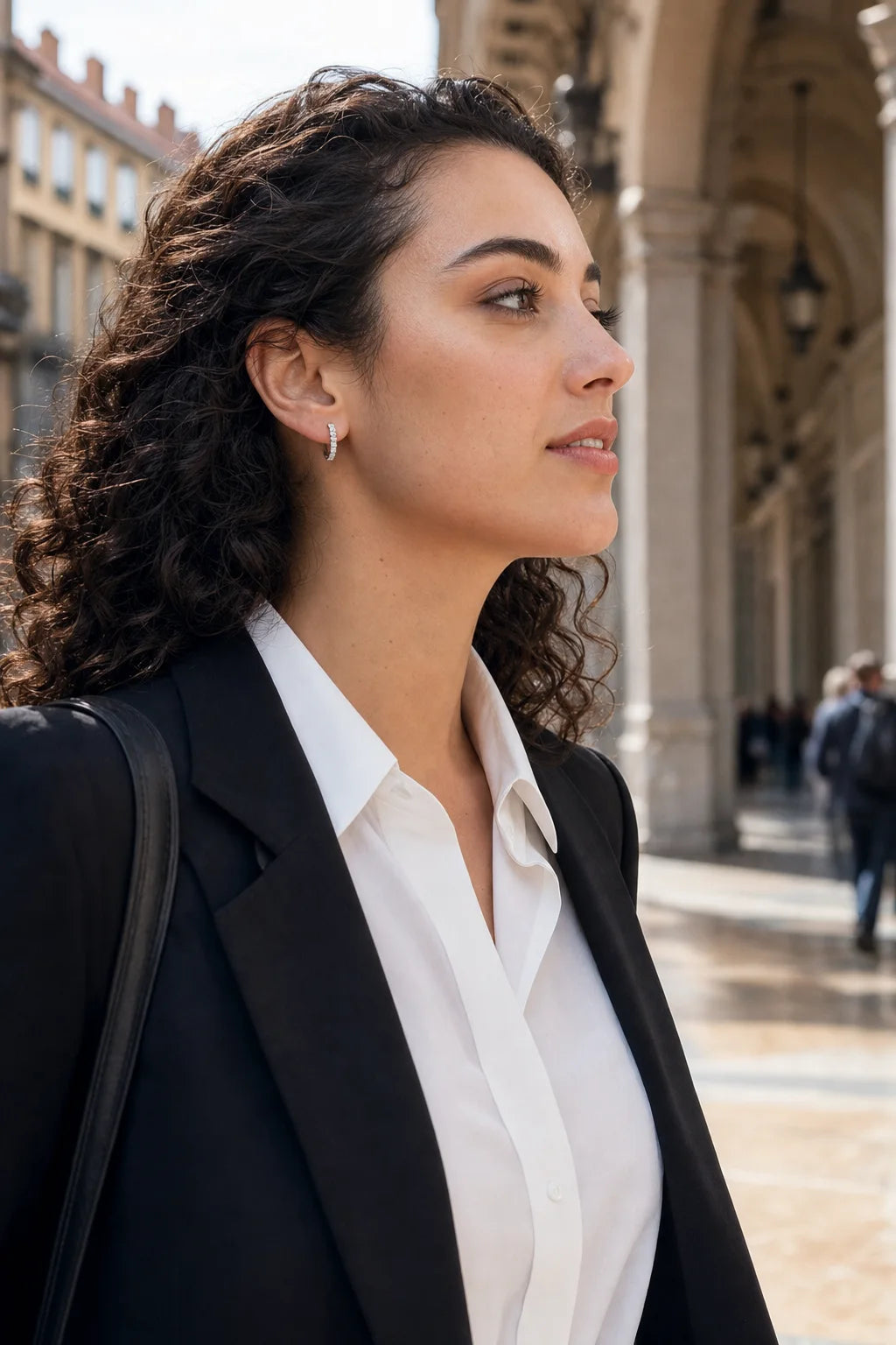 Rivière Earrings styled in an editorial setting