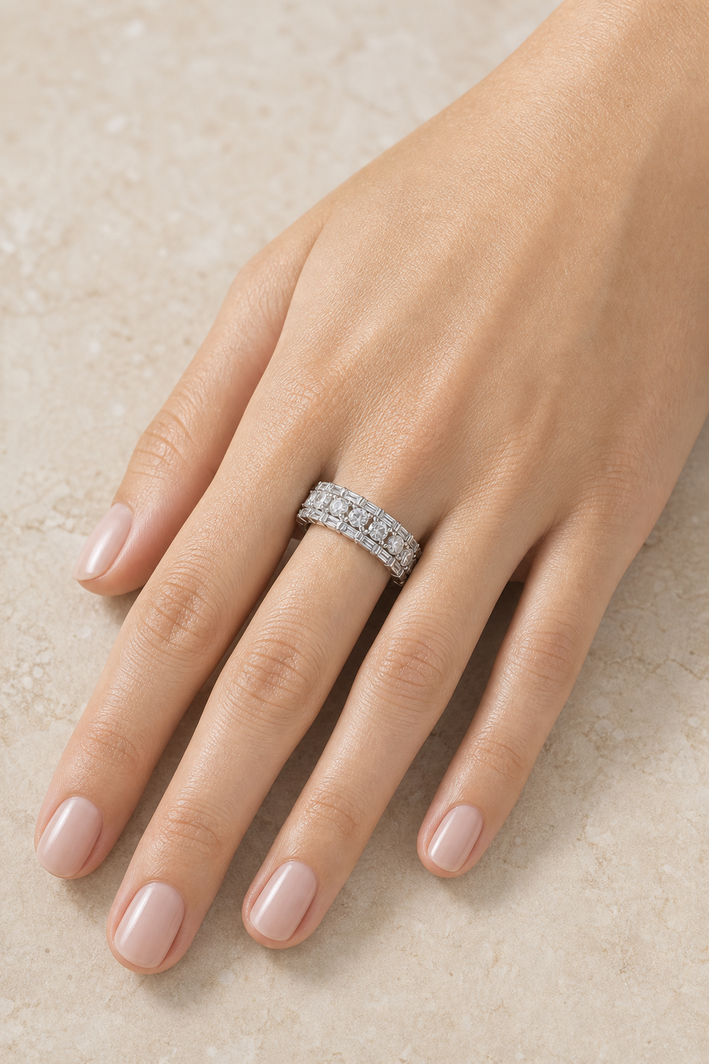 Mosaïque Ring worn in Platinum Plated finish