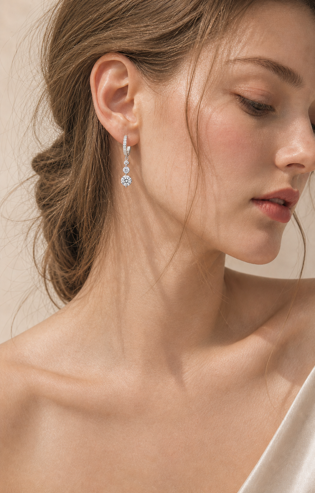 Cascade Earrings worn in Platinum Plated finish