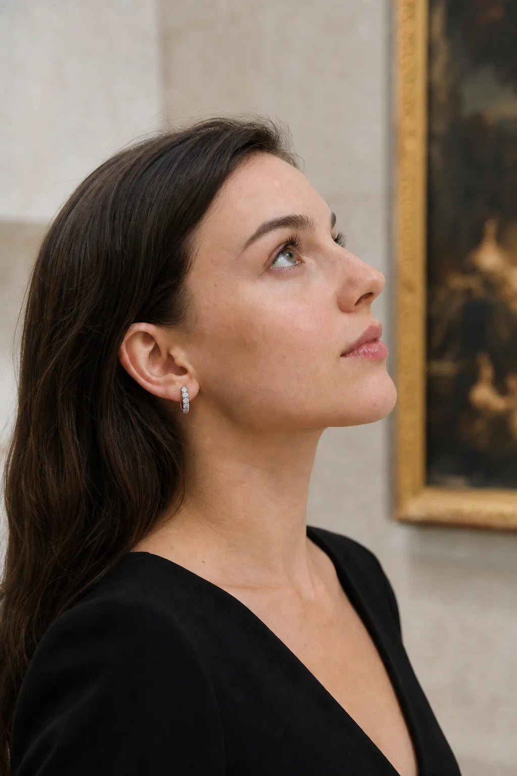 Rivière Earrings worn in an editorial everyday setting
