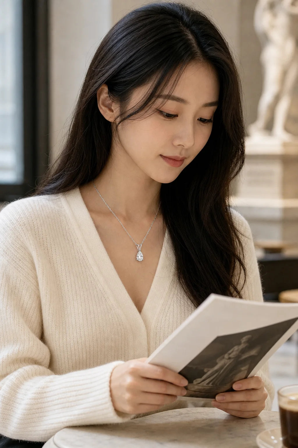 Rosée Necklace styled in an editorial setting
