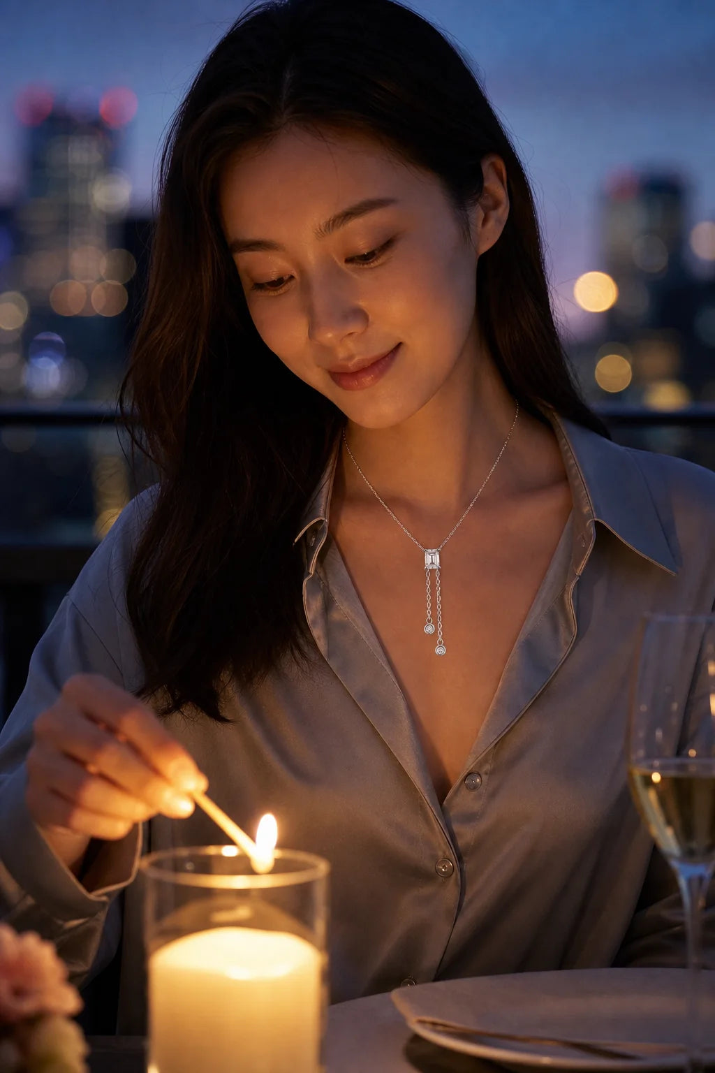 Sillage Necklace styled in an editorial setting