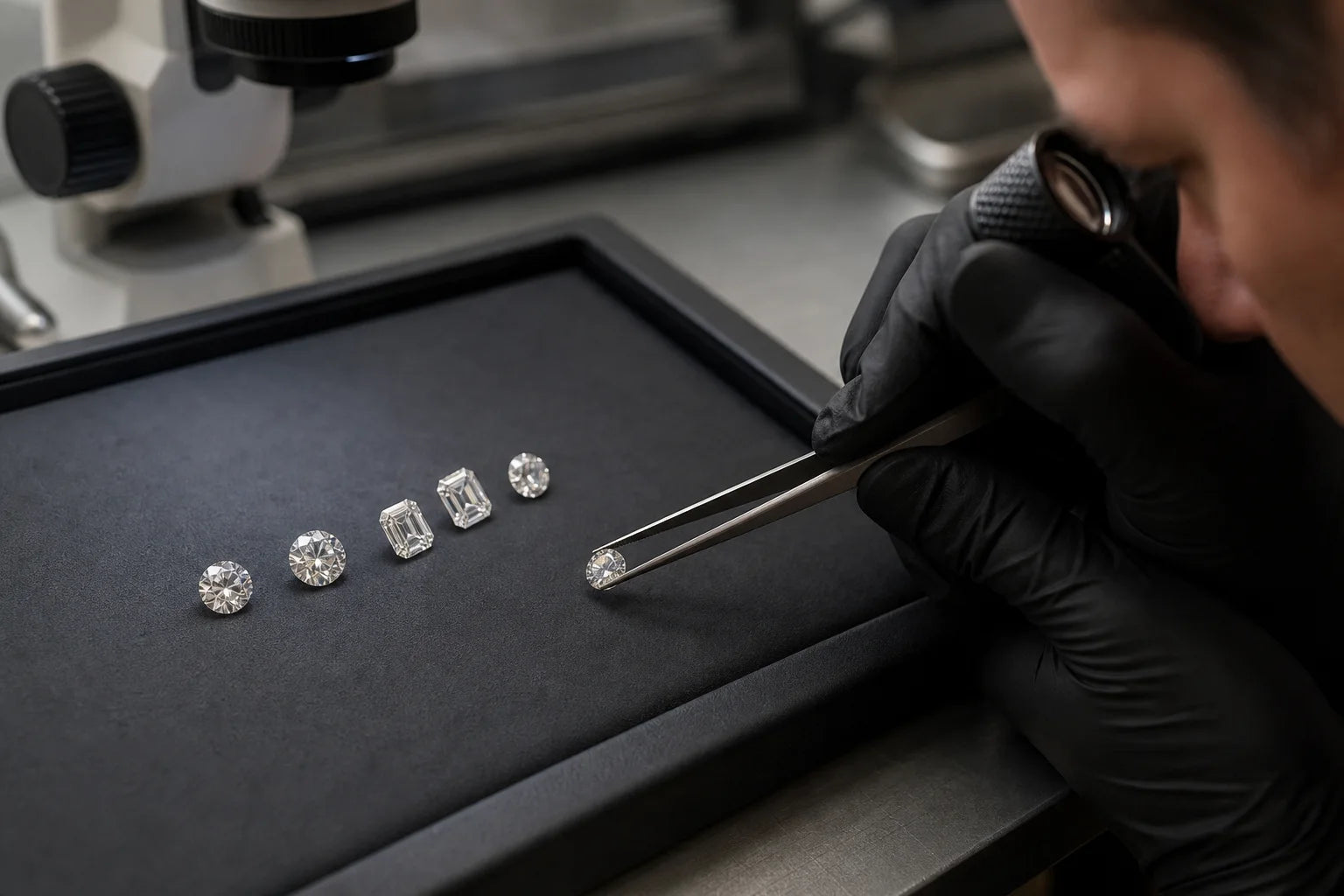 Moissanite stones selected for Éclat de Jour
