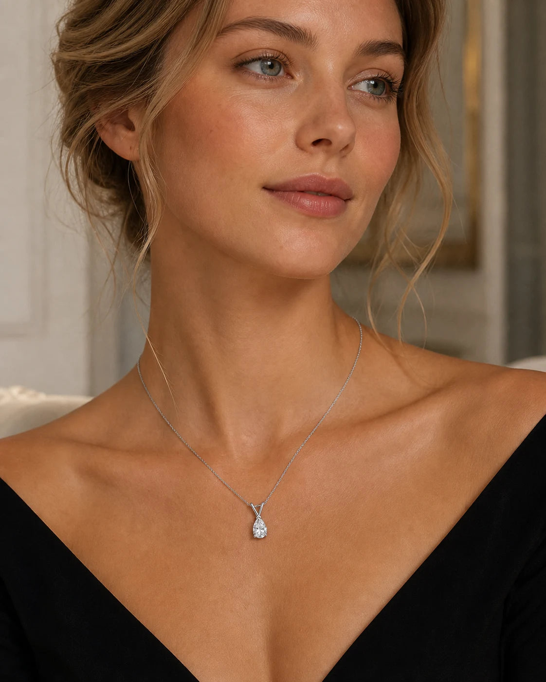 Rosée Necklace worn in an editorial everyday setting