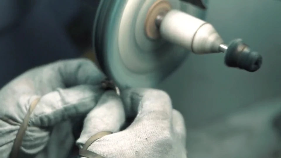 A ring undergoing final quality inspection