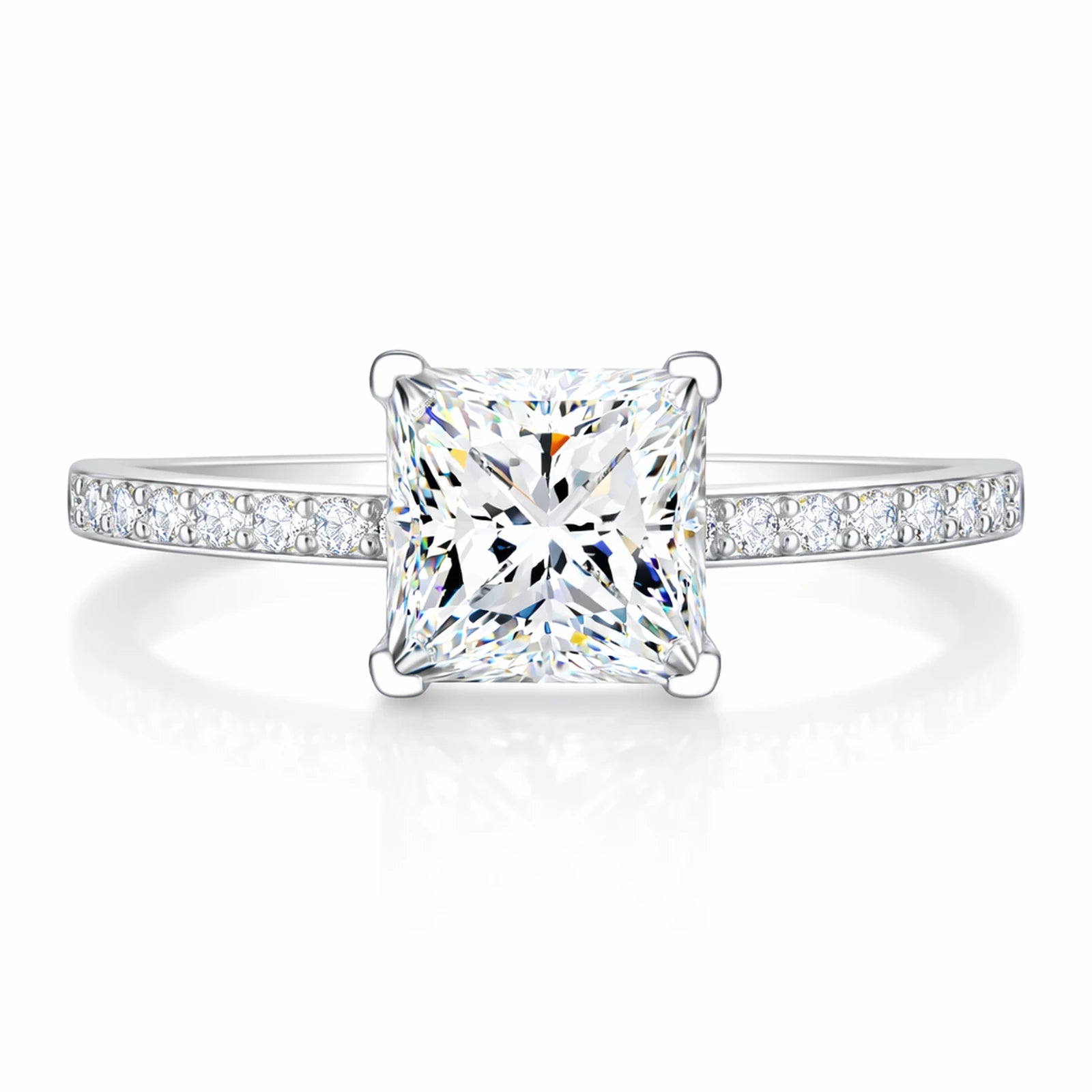 Princesse diamond ring front view