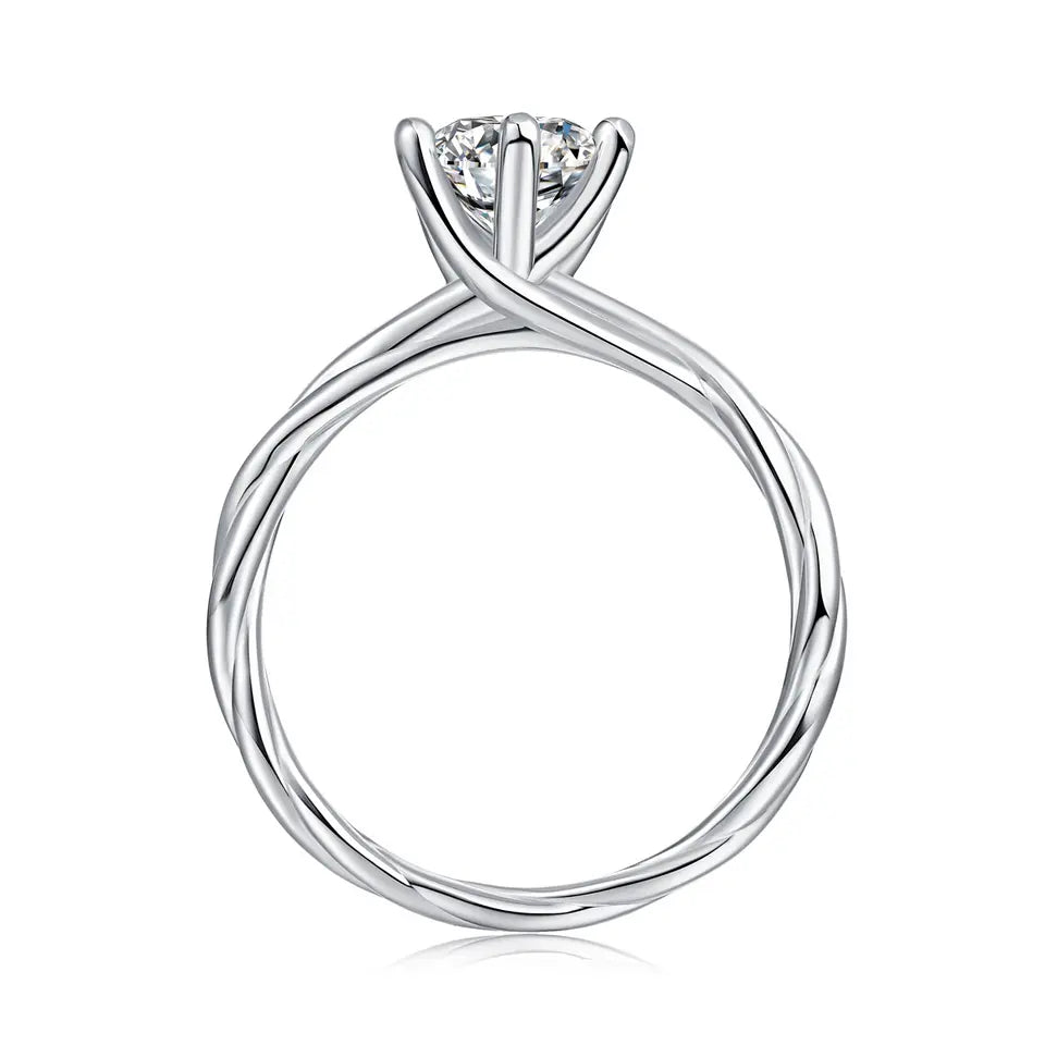Perfil del anillo Torsadé con engaste elevado y aro entrelazado